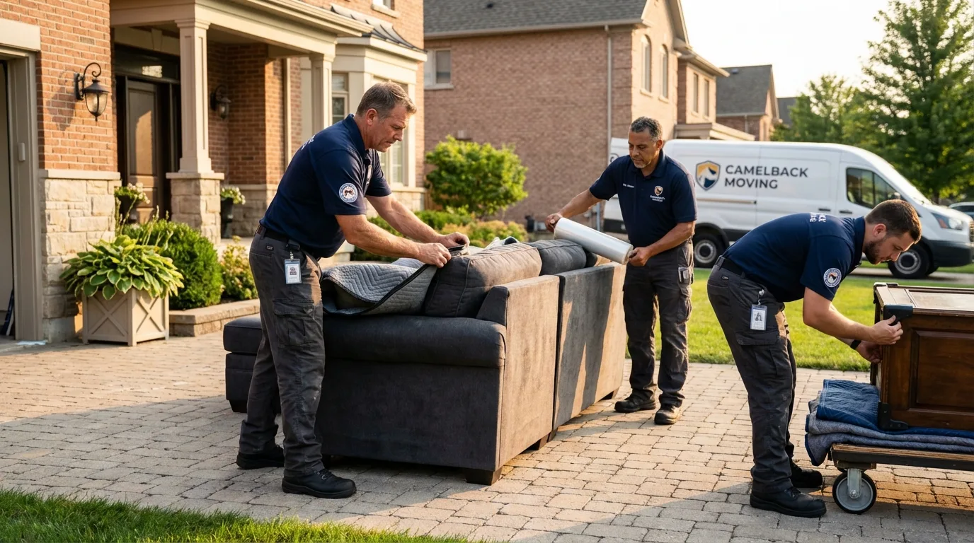 Large estate moving crew wrapping furniture in Olympia Fields, IL